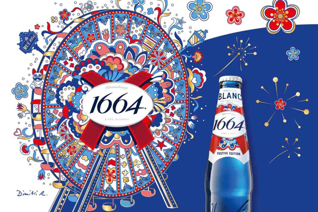 Collaboration between 1664 Blanc and Dimitri Rybaltchenko for Festive Edition (Beverage industry).