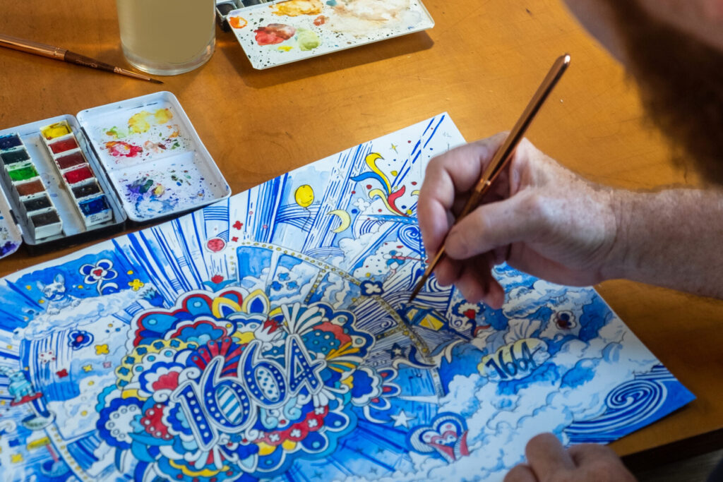 Collaboration between 1664 Blanc and Dimitri Rybaltchenko for Festive Edition (Beverage industry).