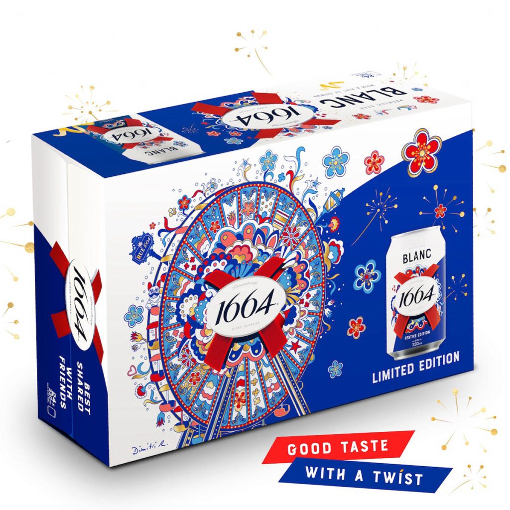 Packaging design by Somexing Artistic and Dimitri Rybaltchenko for 1664 Blanc Festive Edition (Beverage industry).