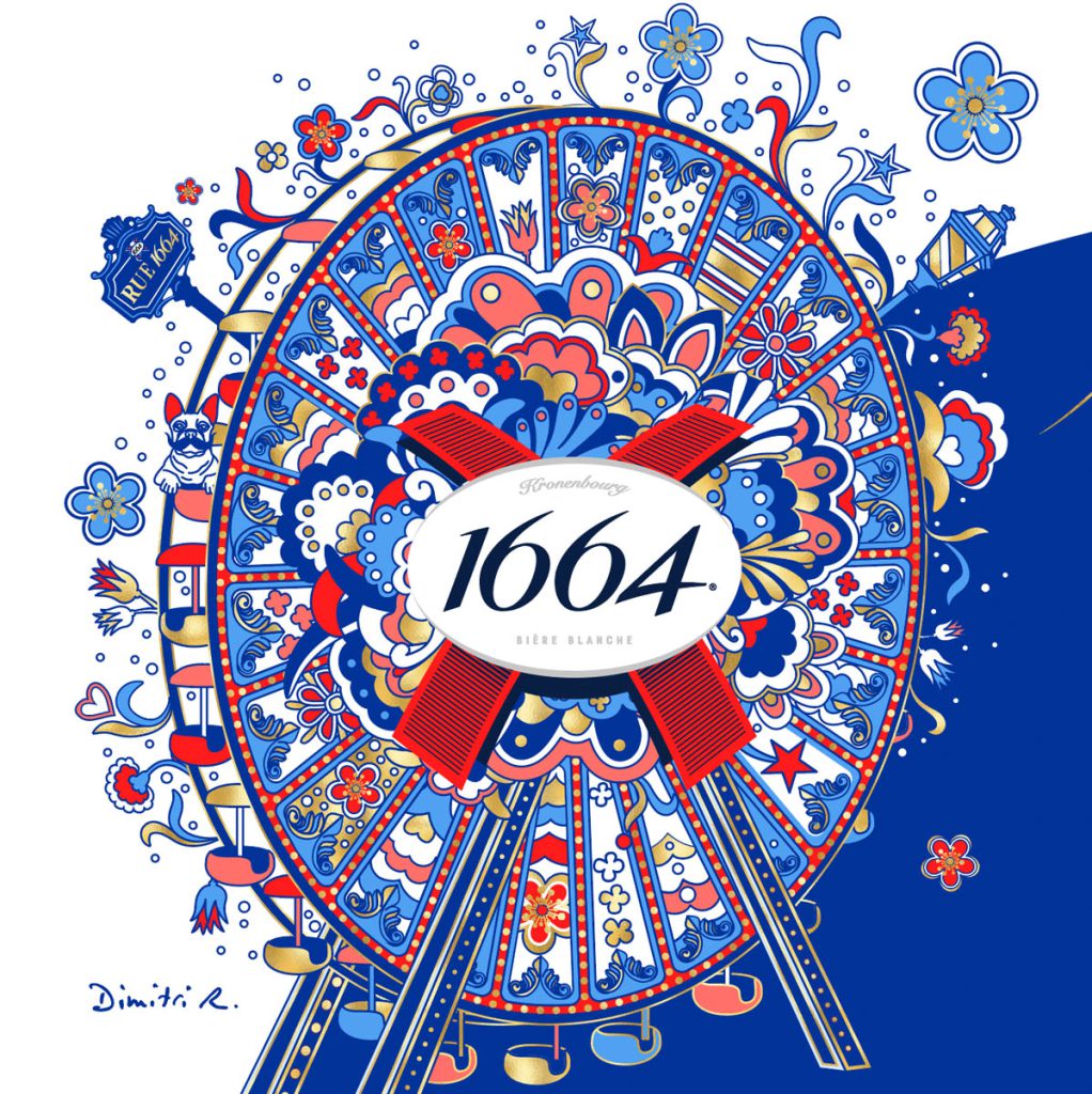 Collaboration between 1664 Blanc and Dimitri Rybaltchenko for Festive Edition (Beverage industry).