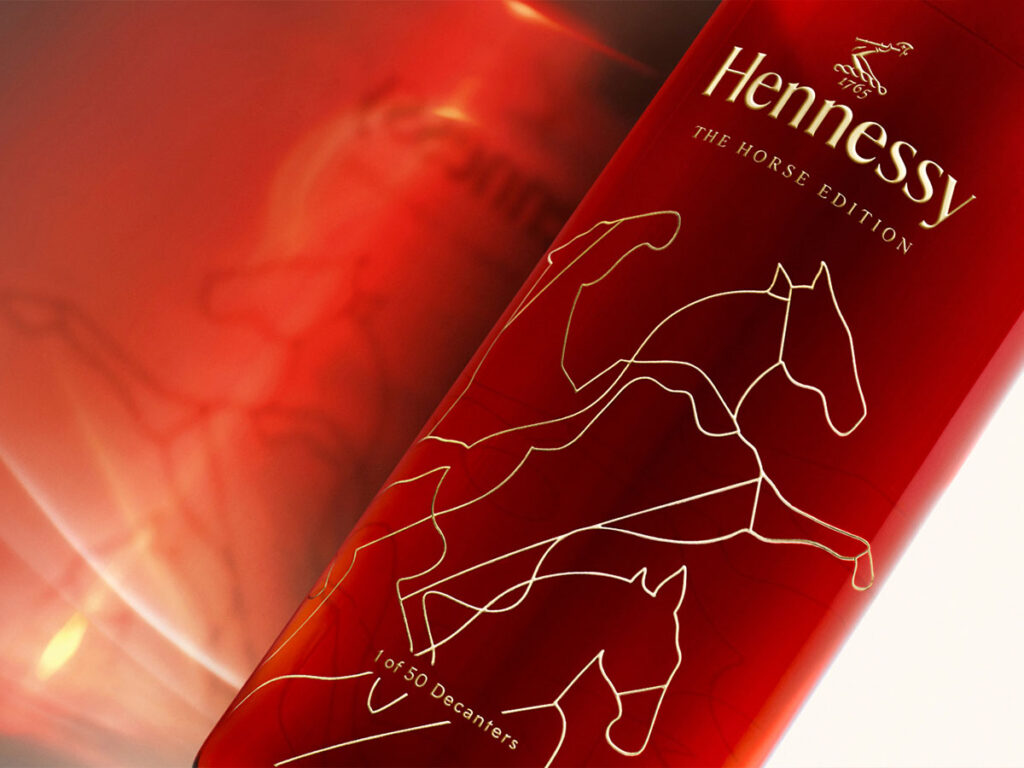 Packaging design by Somexing Artistic for the collaboration between Hennessy and Trajan Jia for The Horse Edition